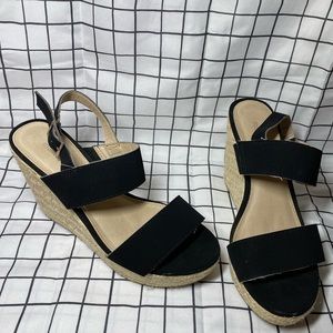 Black Wedge Sandals